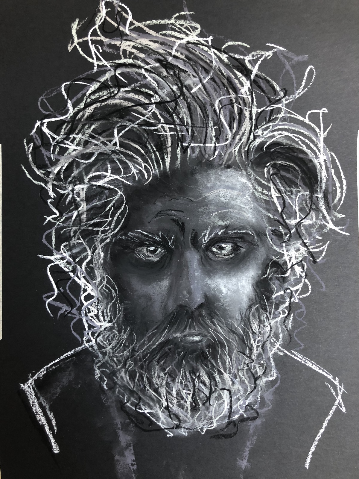 Man on black paper, 30 x 40 cm